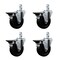 Service Caster 4'' Soft Rubber Wheel Swivel 7/8'' Square Stem Caster Set with Brake, 4PK SCC-SQ20S414-SRS-PLB-78-4 - alternate 1